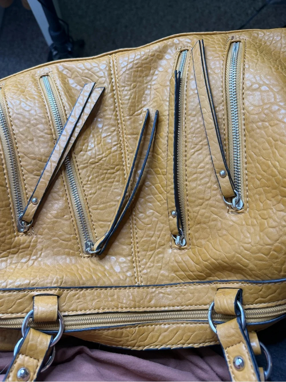 Women's Mustard Yellow Shoulder Bag - Stylish Zipper Detail